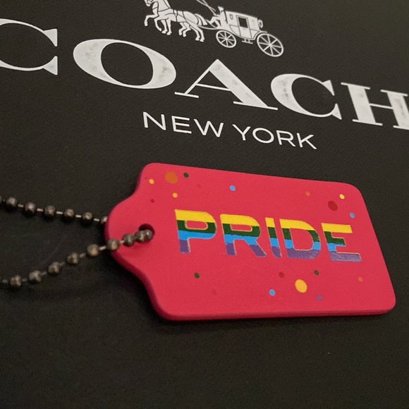 Coach Pride Limited Edition Frusia Pink Rainbow hangtag Bag Charm Fob Keychain - Picture 2 of 5